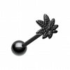 Colorline PVD Pot Leaf Top Steel Barbell Tongue Ring-WildKlass Jewelry