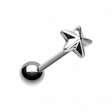 Nautical Star Top Steel Barbell Tongue Ring-WildKlass Jewelry