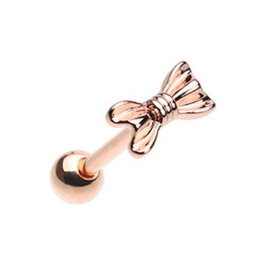 Rose Gold Bow Tie Steel WildKlass Barbell-WildKlass Jewelry