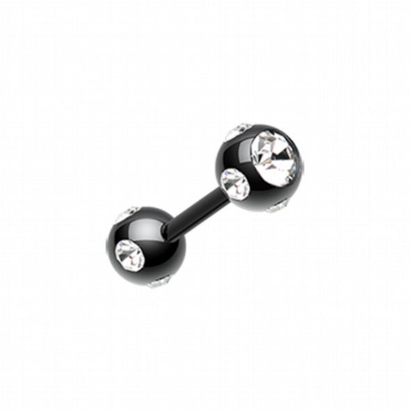 Colorline PVD Double Aurora Gem Ball Steel Cartilage Tragus Barbell-WildKlass Jewelry