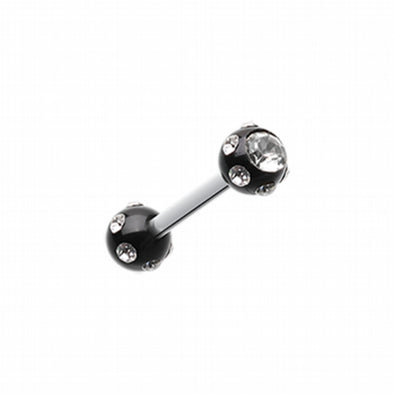 Double Aurora Gem Ball Acrylic Top Cartilage Tragus Barbell-WildKlass Jewelry