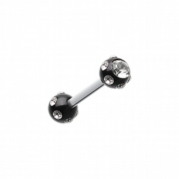 Double Aurora Gem Ball Acrylic Top Cartilage Tragus Barbell-WildKlass Jewelry