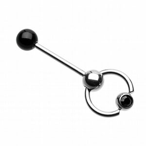 Gem Ball Top Slave Barbell Ring-WildKlass Jewelry