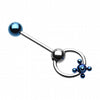 Colorline PVD Studded Ball Slave Barbell Ring-WildKlass Jewelry