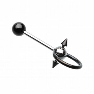 Colorline PVD Double Spike Slave Barbell Ring-WildKlass Jewelry