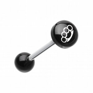 Brassknuckle Logo Acrylic Barbell Tongue Ring-WildKlass Jewelry