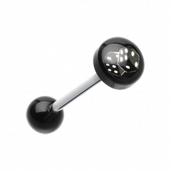 Double Dice Logo Acrylic Barbell Tongue Ring-WildKlass Jewelry