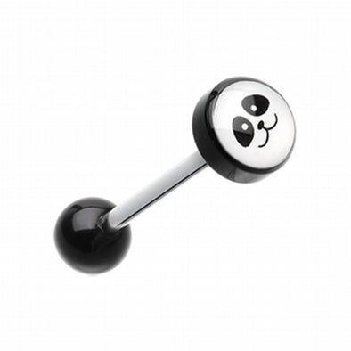 Panda Face Logo Acrylic Barbell Tongue Ring-WildKlass Jewelry
