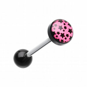 Multi Stars Logo Acrylic Barbell Tongue Ring-WildKlass Jewelry