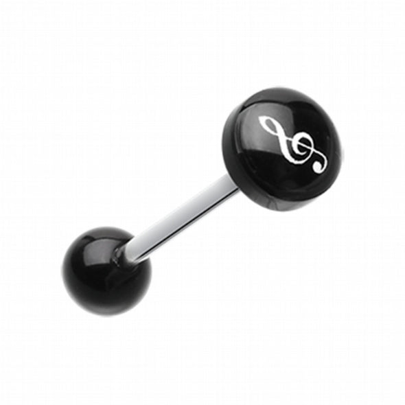 G-Clef Music Note Logo Acrylic Barbell Tongue Ring-WildKlass Jewelry