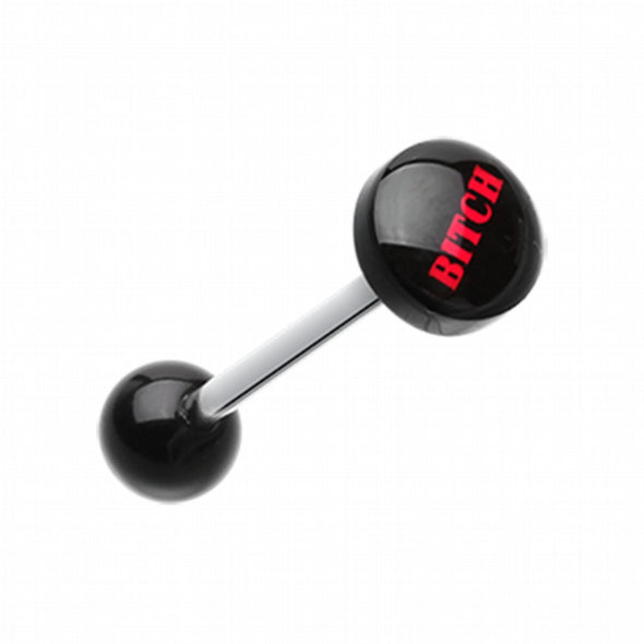 "BITCH" Logo Acrylic Barbell Tongue Ring-WildKlass Jewelry