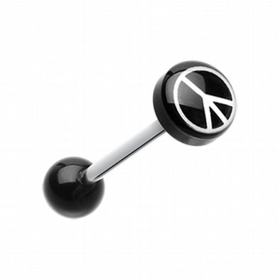 Classic Peace Logo Acrylic Barbell Tongue Ring-WildKlass Jewelry