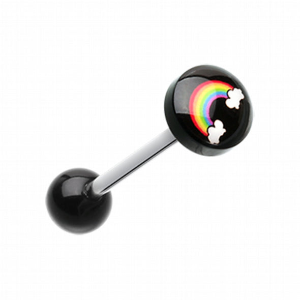 Rainbow Logo Acrylic Barbell Tongue Ring-WildKlass Jewelry