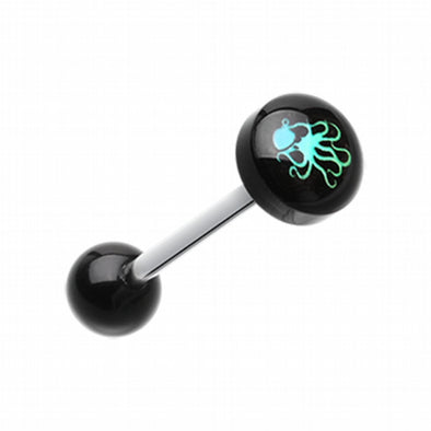 Pirate Octopus Logo Acrylic Barbell Tongue Ring-WildKlass Jewelry