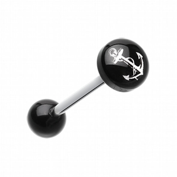 Classic Anchor Logo Acrylic Barbell Tongue Ring-WildKlass Jewelry