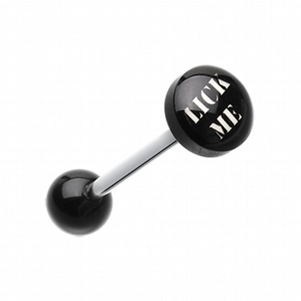 "LICK ME" Logo Acrylic Barbell Tongue Ring-WildKlass Jewelry