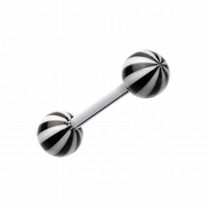 Candy Stripe Acrylic Top Barbell Tongue Ring-WildKlass Jewelry