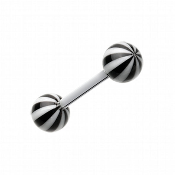Candy Stripe Acrylic Top Barbell Tongue Ring-WildKlass Jewelry