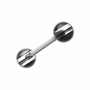 Clear Stripe UV Acrylic Barbell Tongue Ring-WildKlass Jewelry