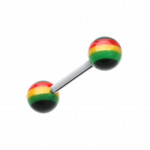 Rasta Jamaican Stripe UV Acrylic Barbell Tongue Ring-WildKlass Jewelry