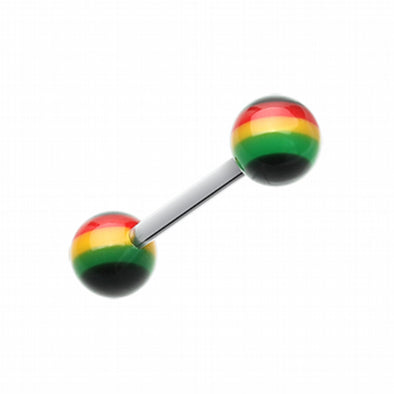 Rasta Jamaican Stripe UV Acrylic Barbell Tongue Ring-WildKlass Jewelry