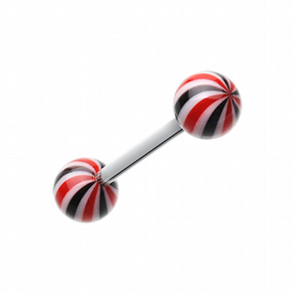 Candy Swirl Acrylic Top Barbell Tongue Ring-WildKlass Jewelry