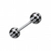 Classic Checker Acrylic Top Barbell Tongue Ring-WildKlass Jewelry