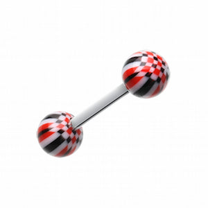 Native Checker Acrylic Top Barbell Tongue Ring-WildKlass Jewelry
