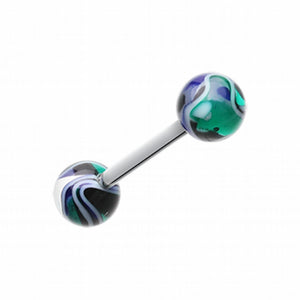 Marble Swirl Acrylic Top Barbell Tongue Ring-WildKlass Jewelry
