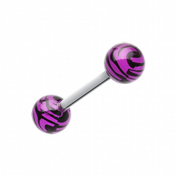 Tiger Print Acrylic Top Barbell Tongue Ring-WildKlass Jewelry