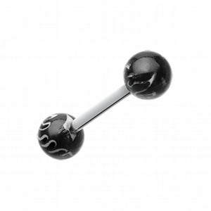 Flame Ball Acrylic Top Barbell Tongue Ring-WildKlass Jewelry