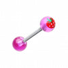 Strawberry Acrylic Top Barbell Tongue Ring-WildKlass Jewelry