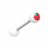 Strawberry Acrylic Top Barbell Tongue Ring-WildKlass Jewelry