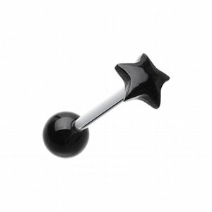 Fluffy Star Acrylic Top Barbell Tongue Ring-WildKlass Jewelry