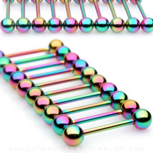 10PC Rainbow Titanium IP Over 316L Surgical Steel WildKlass Barbell Package-WildKlass Jewelry