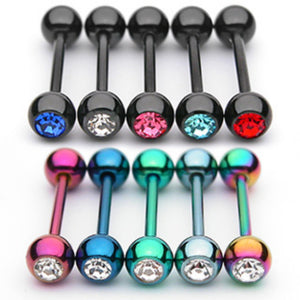 1-Gem Titanium IP WildKlass Barbell Over 316L Stainless Steel (Sold by Piece)-WildKlass Jewelry