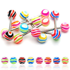316L Surgical Steel WildKlass Barbells 3-Color Acrylic Swirling WildKlass Ball 160pc Pack (20pcs x 8 colors)-WildKlass Jewelry