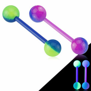 2-Color Glow In The Dark WildKlass Ball Acrylic Flexible WildKlass Barbell (Sold by Piece)-WildKlass Jewelry