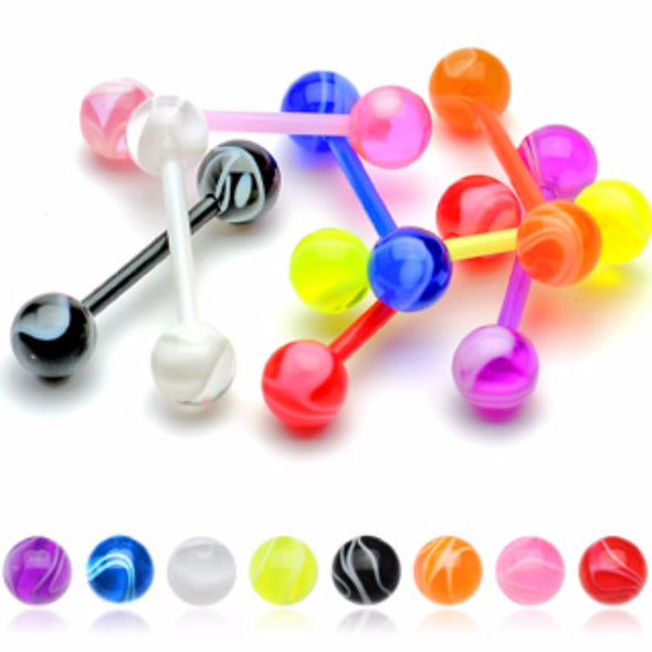 Flexible Shaft Acrylic WildKlass BarbellAcrylic Marble Stripe WildKlass Ball 160pc (20pcs x 8 colors)-WildKlass Jewelry