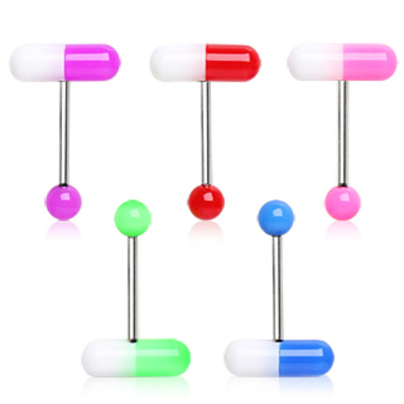 316L Surgical Steel Barbell with UV Coated Acrylic Pill-WildKlass Jewelry