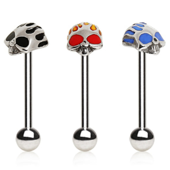 316L Surgical Steel Barbell with Skull head-WildKlass Jewelry