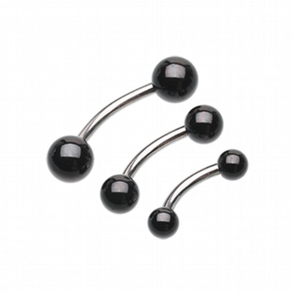 Colorline PVD Ball Top Steel Curved Barbell Ring-WildKlass Jewelry