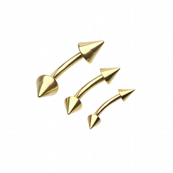 Gold Plated Spike Curved Barbell Ring-WildKlass Jewelry