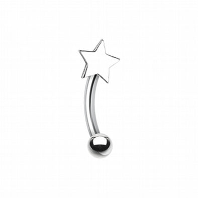 Star Steel Curved Barbell Eyebrow Ring-WildKlass Jewelry