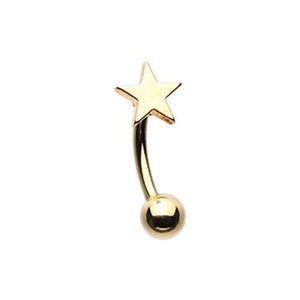 Golden Star WildKlass Curved Barbell Eyebrow Ring-WildKlass Jewelry