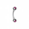 Double Gem Ball Curved Barbell Eyebrow Ring-WildKlass Jewelry