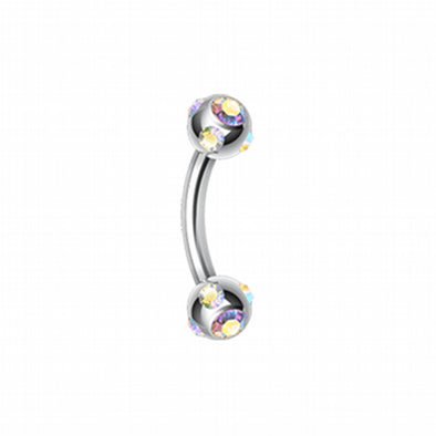 Aurora Gem Ball Curved Barbell Eyebrow Ring-WildKlass Jewelry
