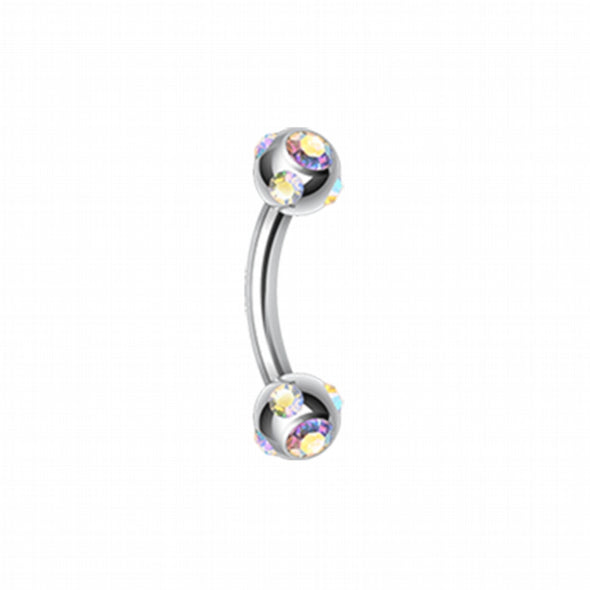 Aurora Gem Ball Curved Barbell Eyebrow Ring-WildKlass Jewelry