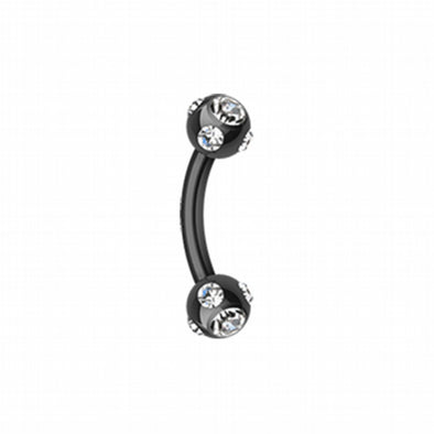 Colorline PVD Aurora Gem Ball Curved Barbell Eyebrow Ring-WildKlass Jewelry