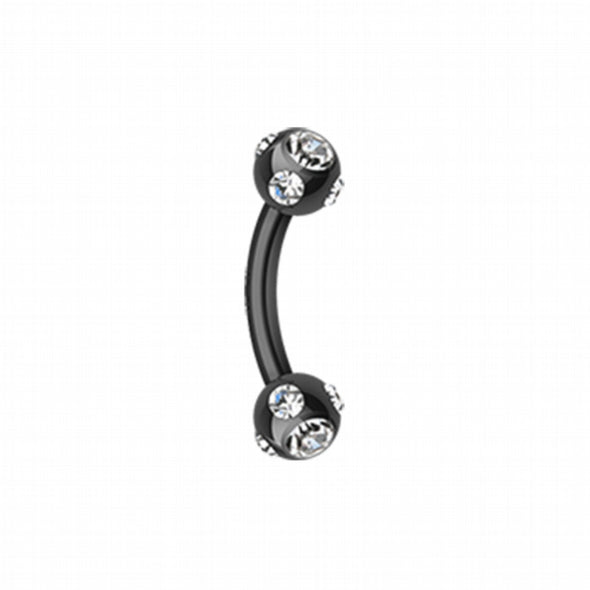 Colorline PVD Aurora Gem Ball Curved Barbell Eyebrow Ring-WildKlass Jewelry